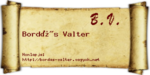 Bordás Valter névjegykártya